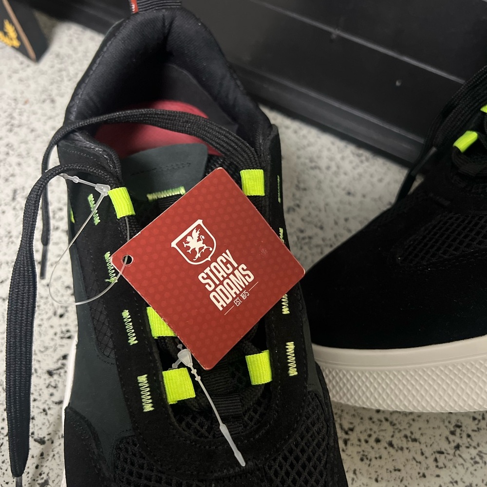 Stacy Adams Black and Neon Green Sneakers